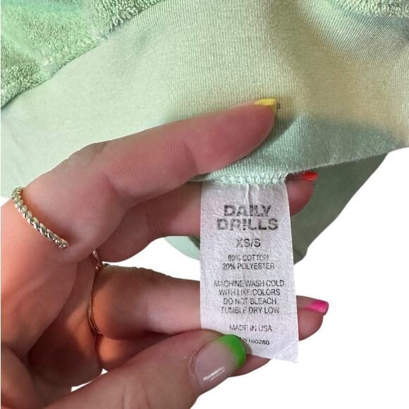 Daily Drills Green Terry Hoodie Dress XS Small Beach Boho Cover Up Casual - Picture 5 of 8